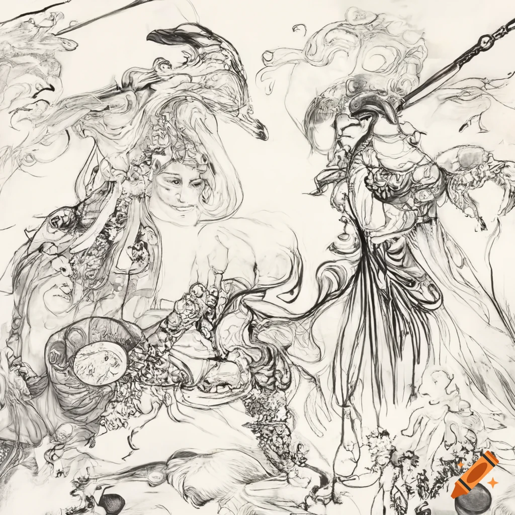 Elegant warriors in epic battle in a bamboo forest under a starry sky