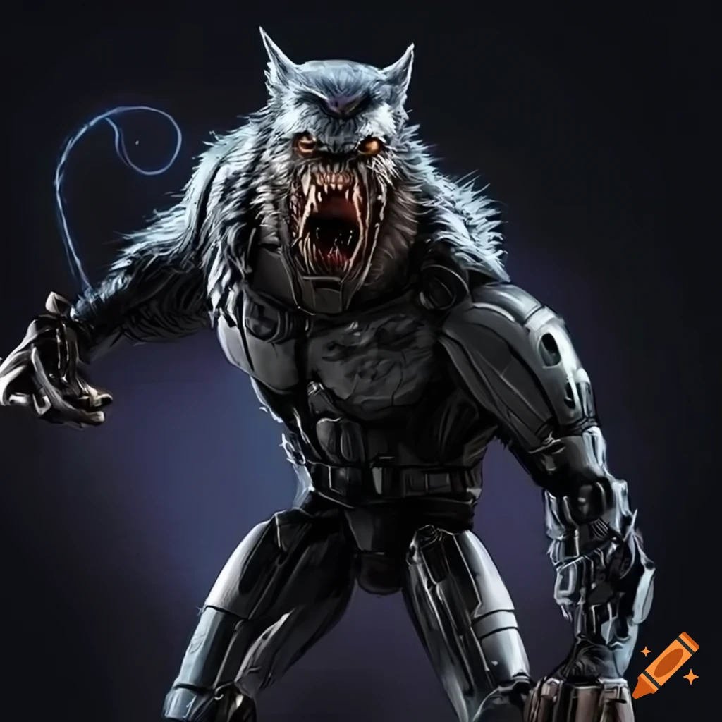 Robocop depicted as a werewolf