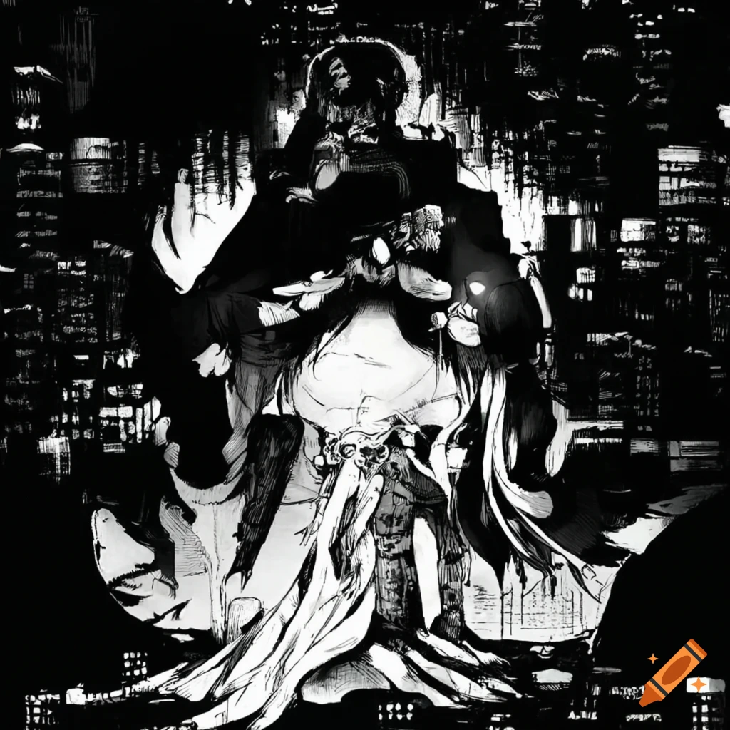 Hacker trapped in the Matrix in Ukiyo-e style manga artwork