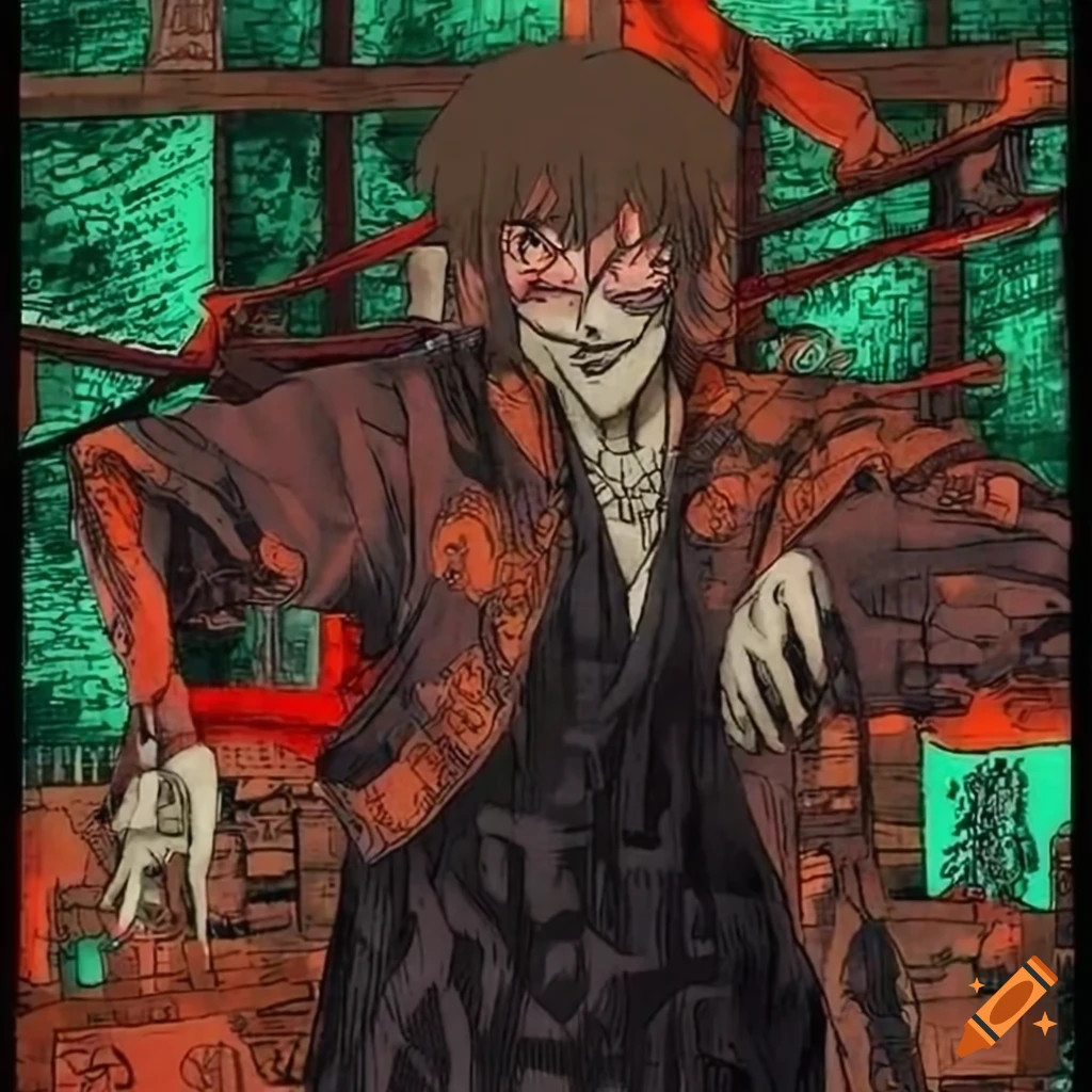 Hacker trapped in the Matrix in Ukiyo-e style artwork