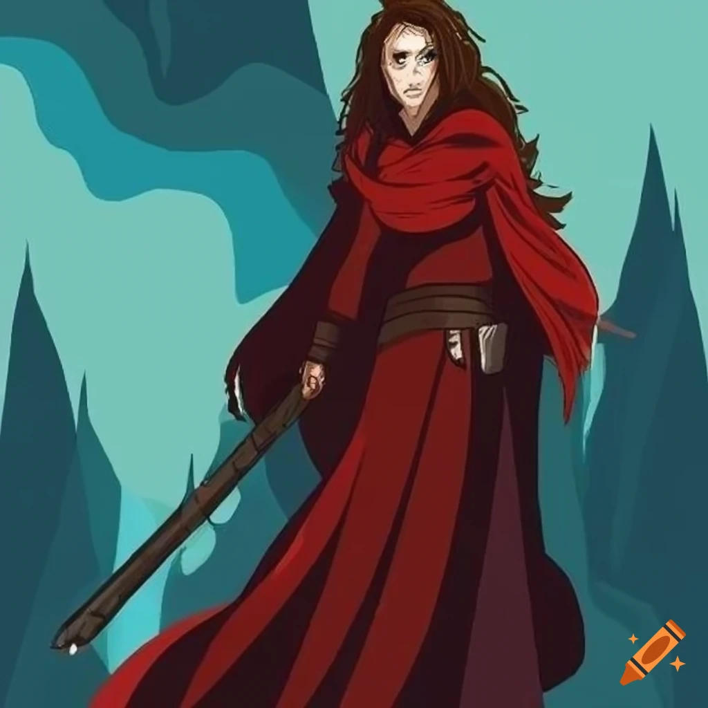 Elegant Dunlending warrior with long wavy hair and blue eyes