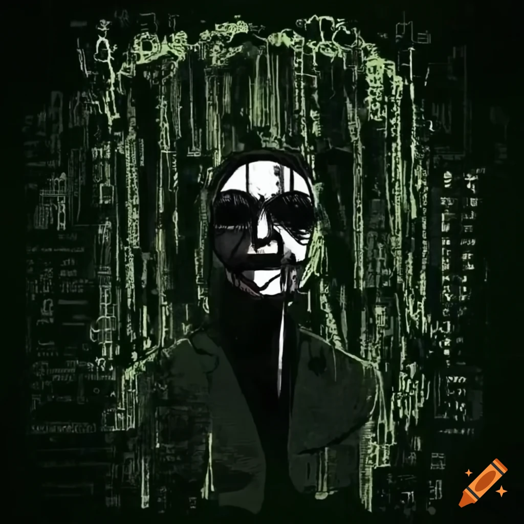 Hacker trapped in the Matrix in Ukiyo-e style artwork