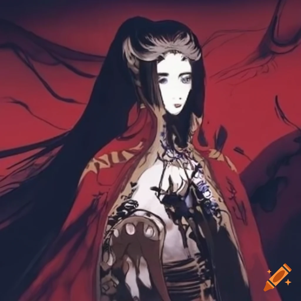 Powerful warrior cloaked in darkness inspired by Yoshitaka Amano's ...