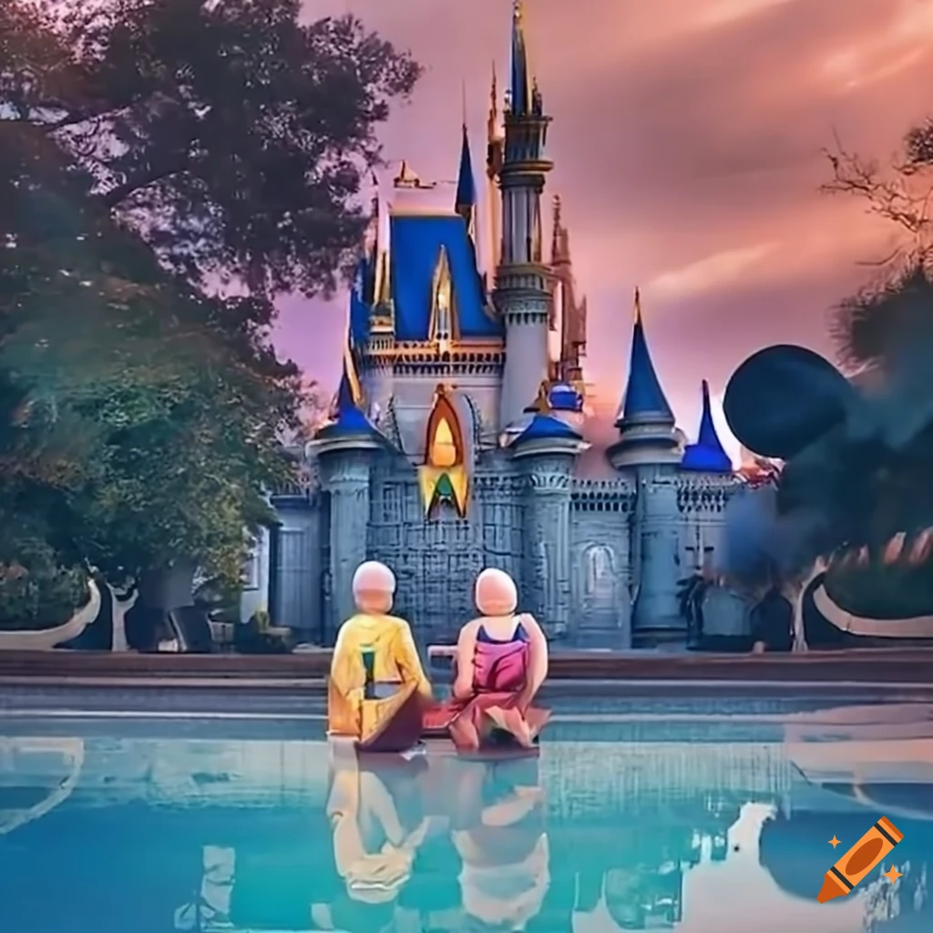 Three grandmas enjoying the view of Disney World from the pool
