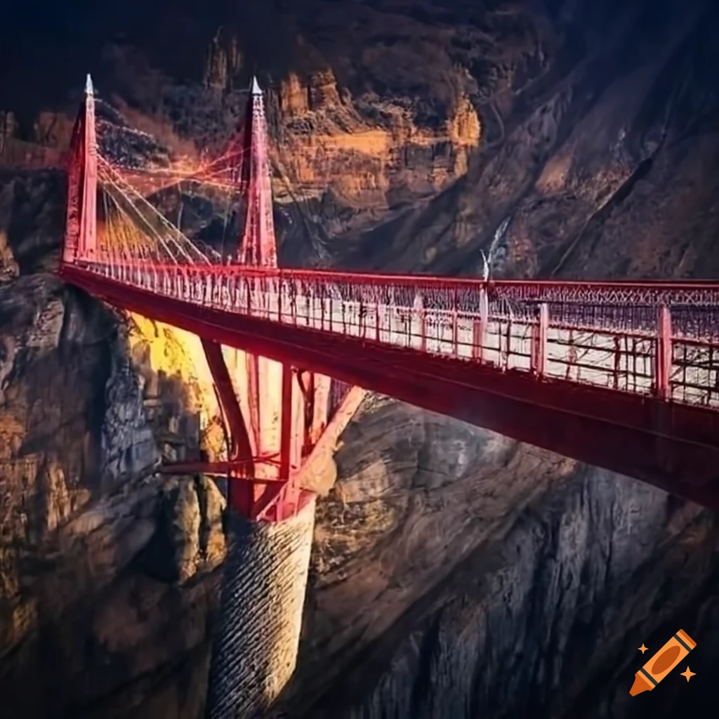 Garabit Viaduct suspended over the suspension bridge in France