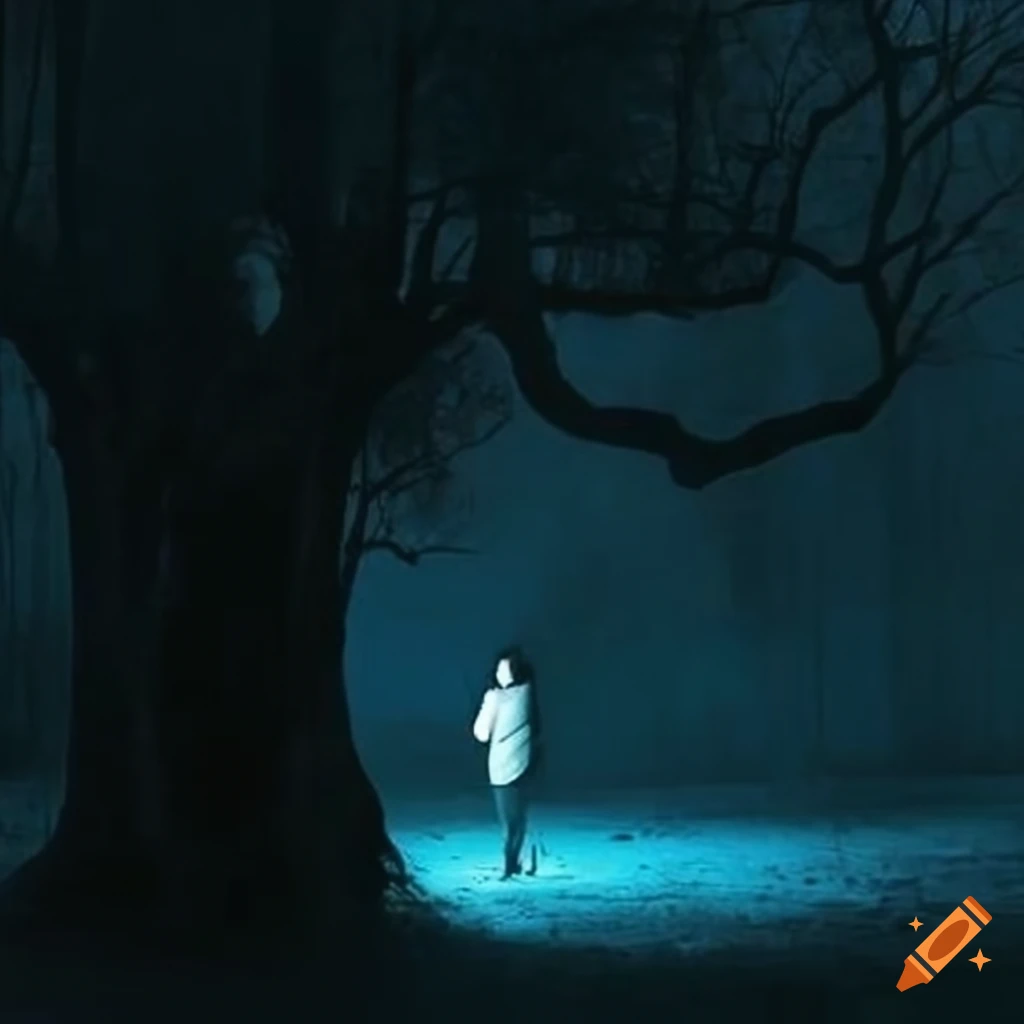 Man hiding in a bush at night