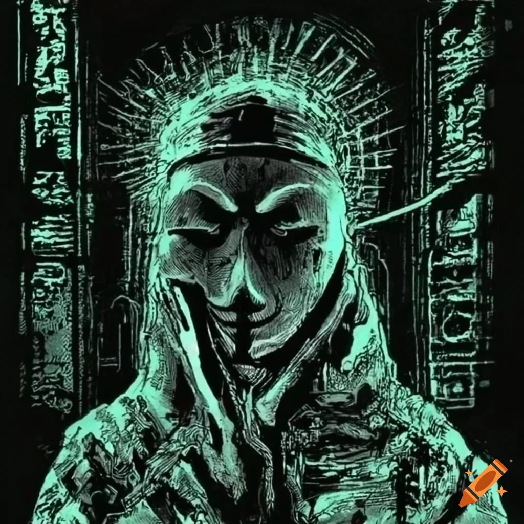 Hacker trapped in the Matrix in Ukiyo-e style manga artwork