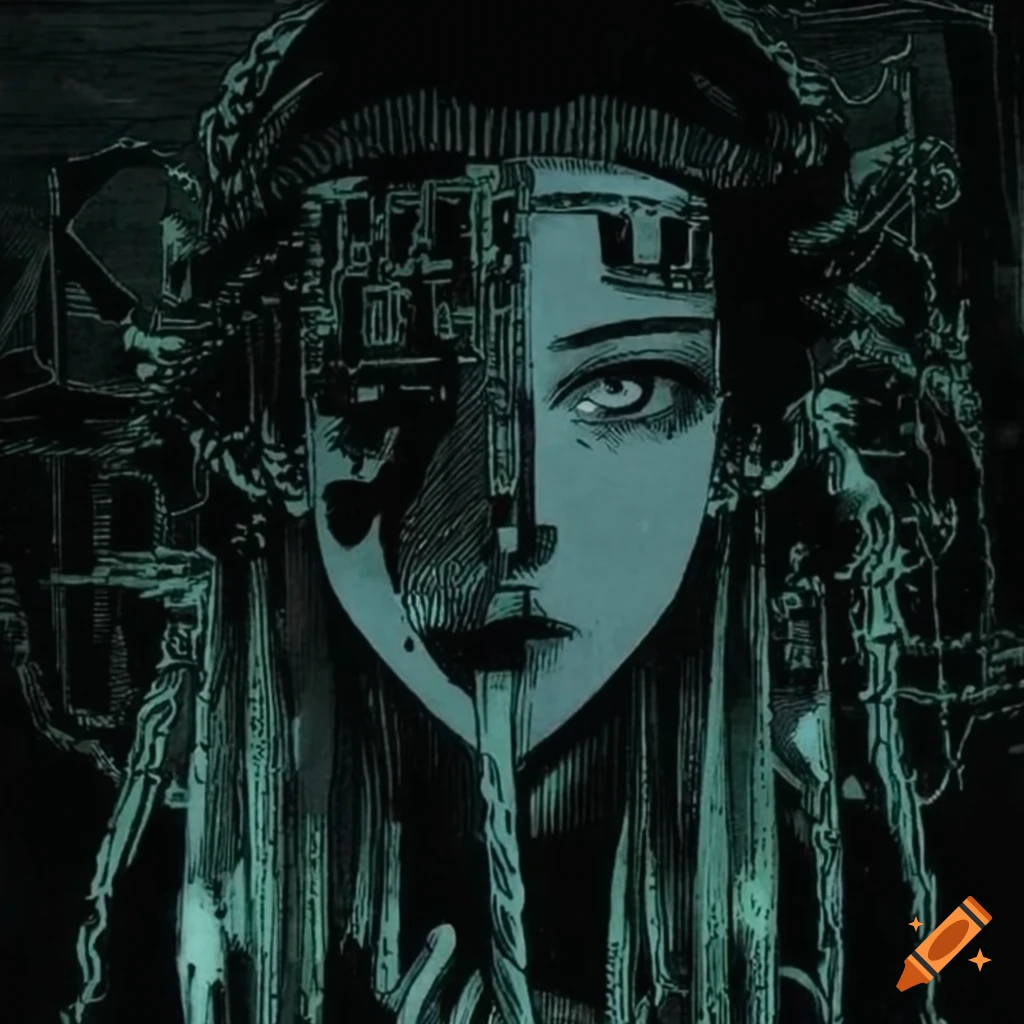 Hacker trapped in the Matrix in Ukiyo-e style artwork