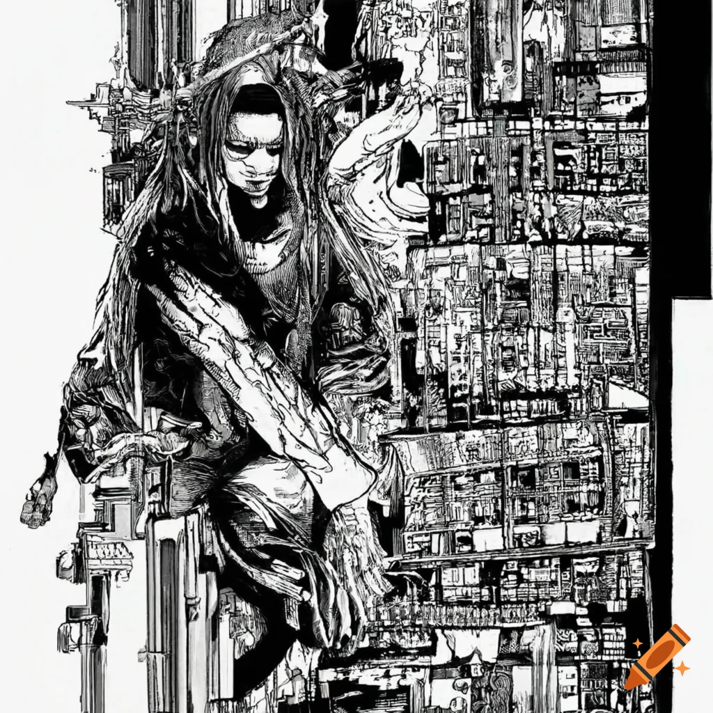 Hacker trapped in the Matrix in Ukiyo-e style artwork