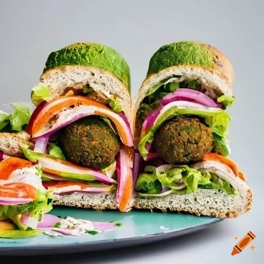 Falafel sandwiches on white background