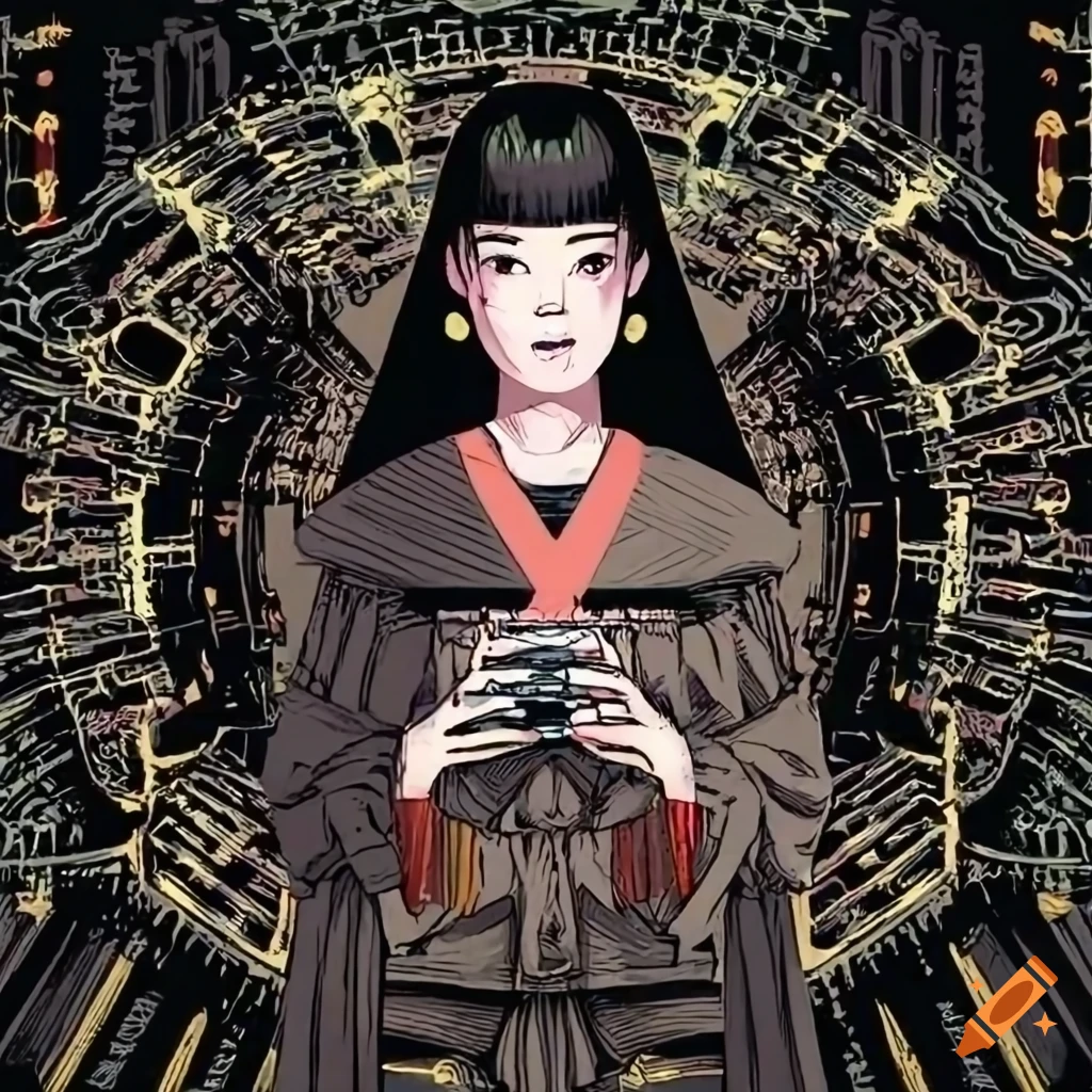 Hacker trapped in the Matrix in Ukiyo-e style artwork