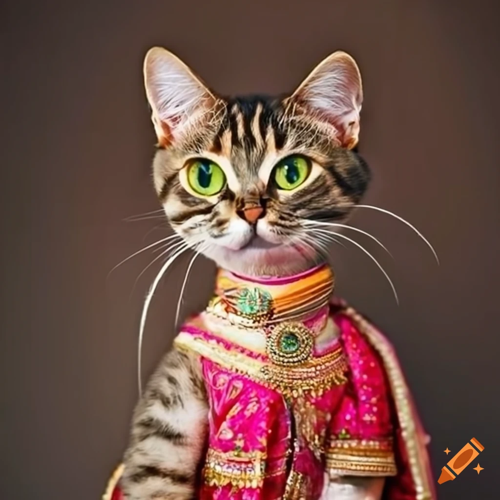Cat in Indian dress