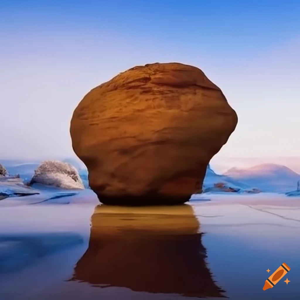Single magnificent rock in a desert of sand and ice