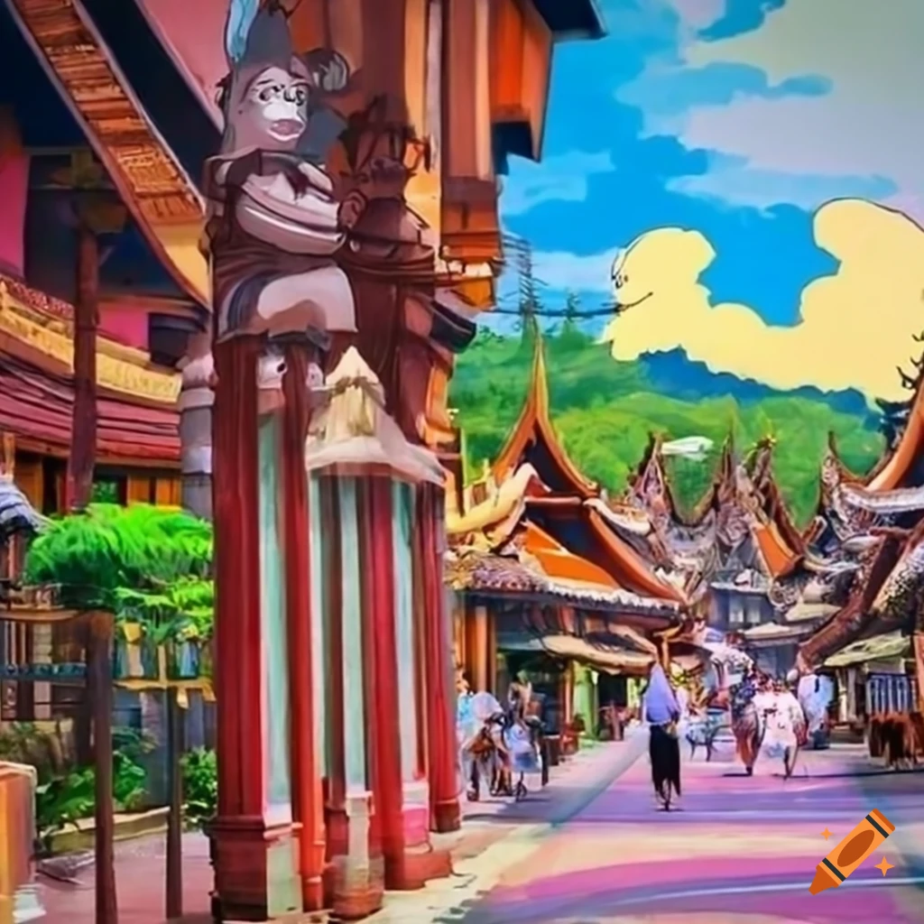 Chiangmai city in Studio Ghibli style