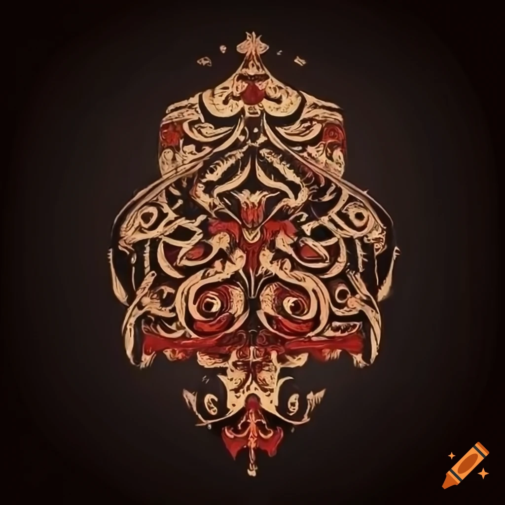 Traditional hawk tuah motif in calligraphy style