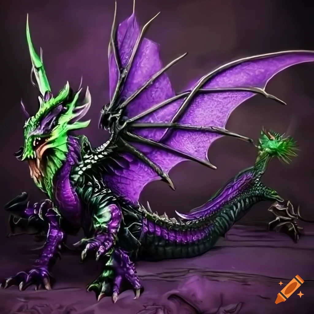 Warhammer Dragon in purple and black with green accent
