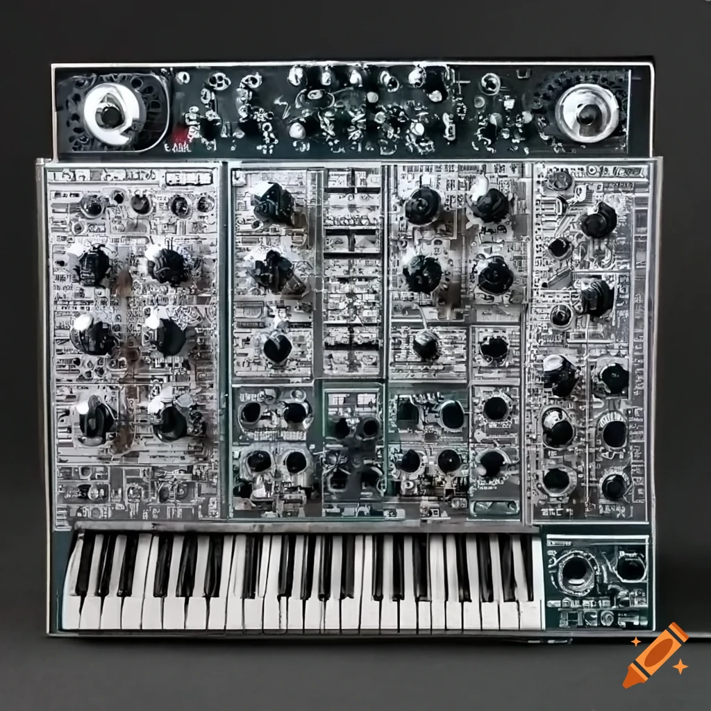 Analog modular synthesizer with H.R. Giger style design