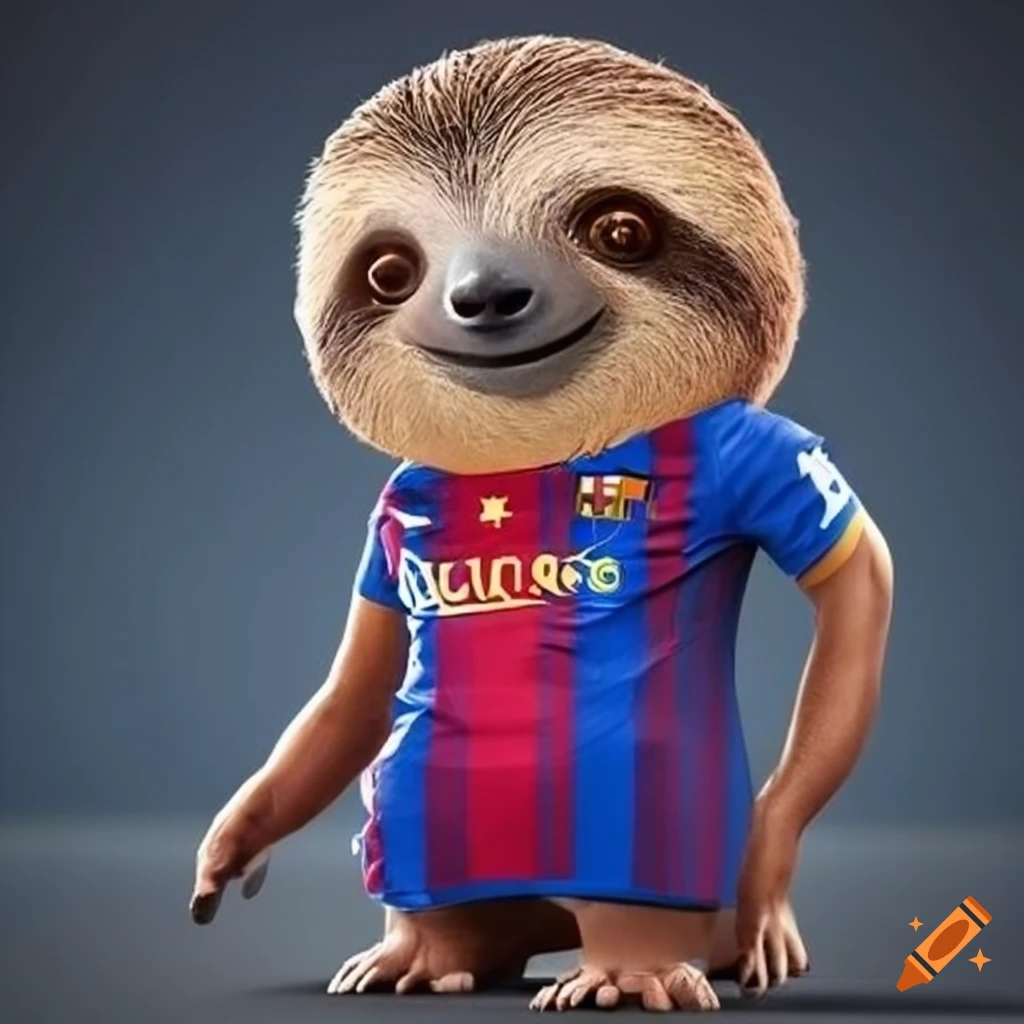 Sloth wearing FC Barcelona shirt