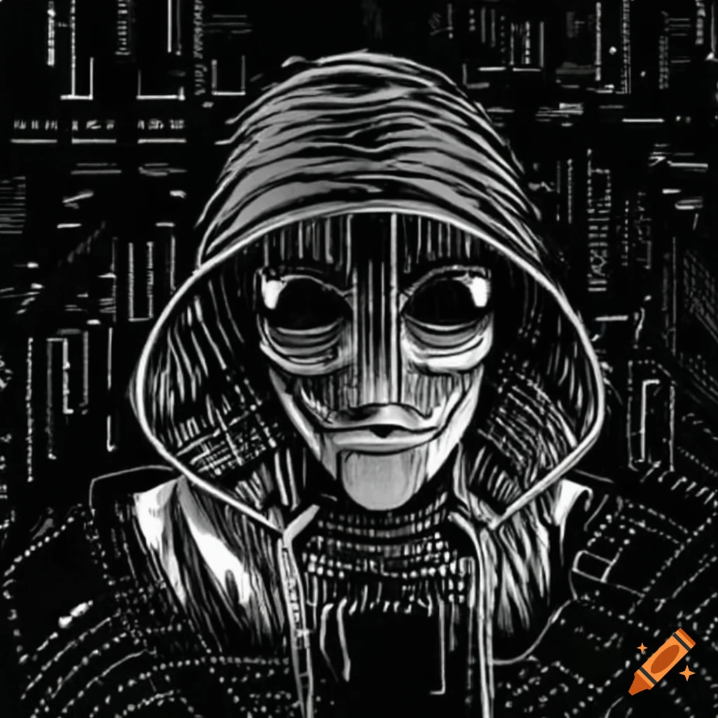 Hacker trapped in the Matrix in Ukiyo-e style artwork with a manga influence