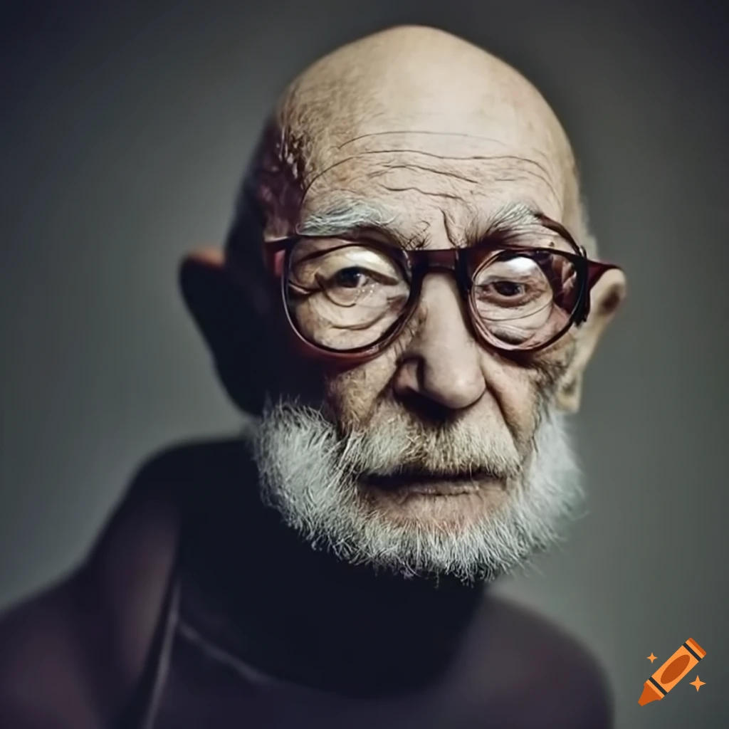 Bald elderly man wearing glasses