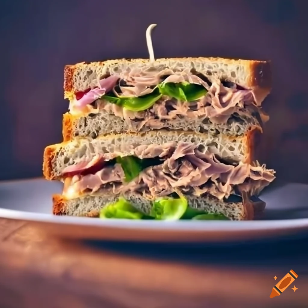 Tasty tuna sandwich on a beautiful plate