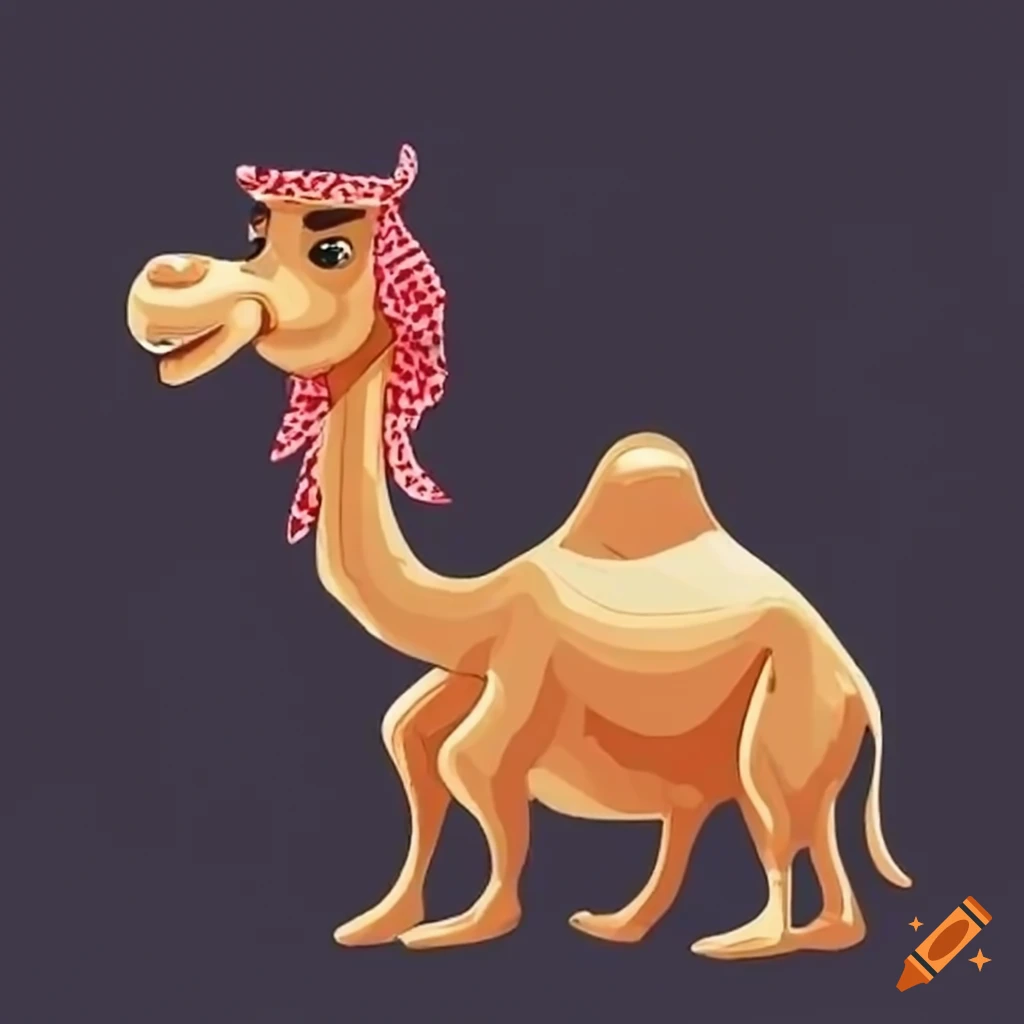 Camel cartoon character in traditional Middle Eastern attire