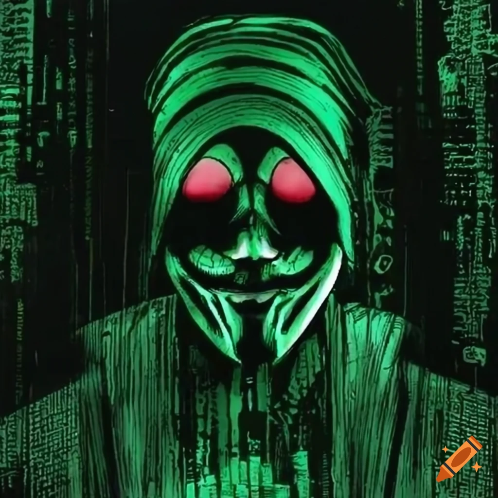 Hacker trapped in the Matrix in Ukiyo-e style artwork