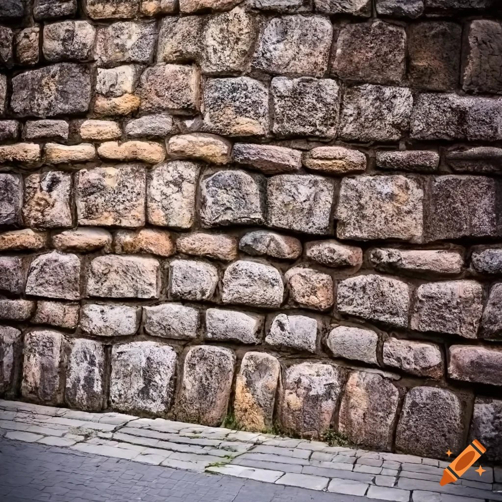 Well-preserved cobblestone wall at the entrance of a European street