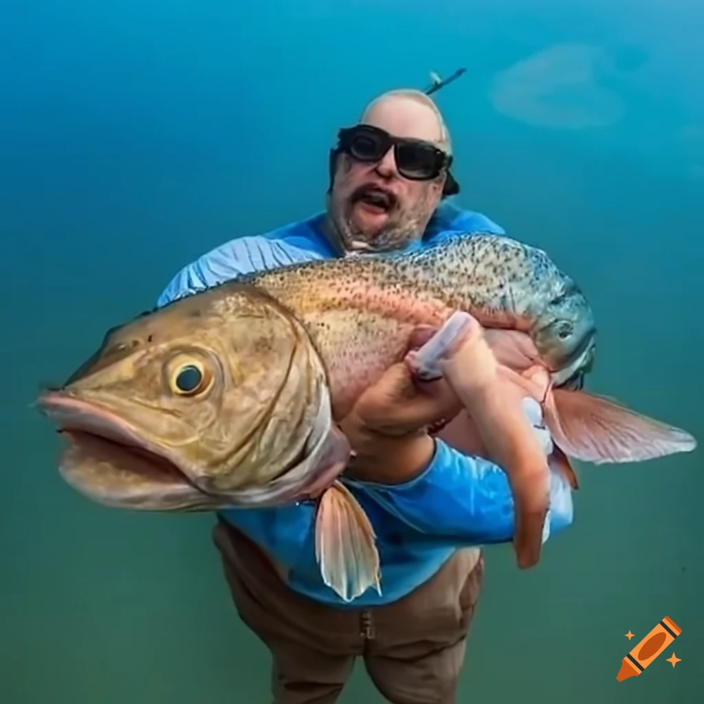 A man catching a massive fish while fishing