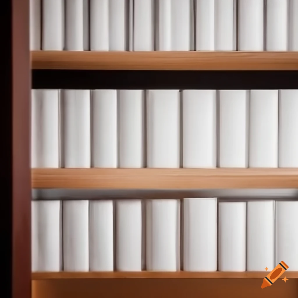 Close up of 5 white binders on a bookshelf