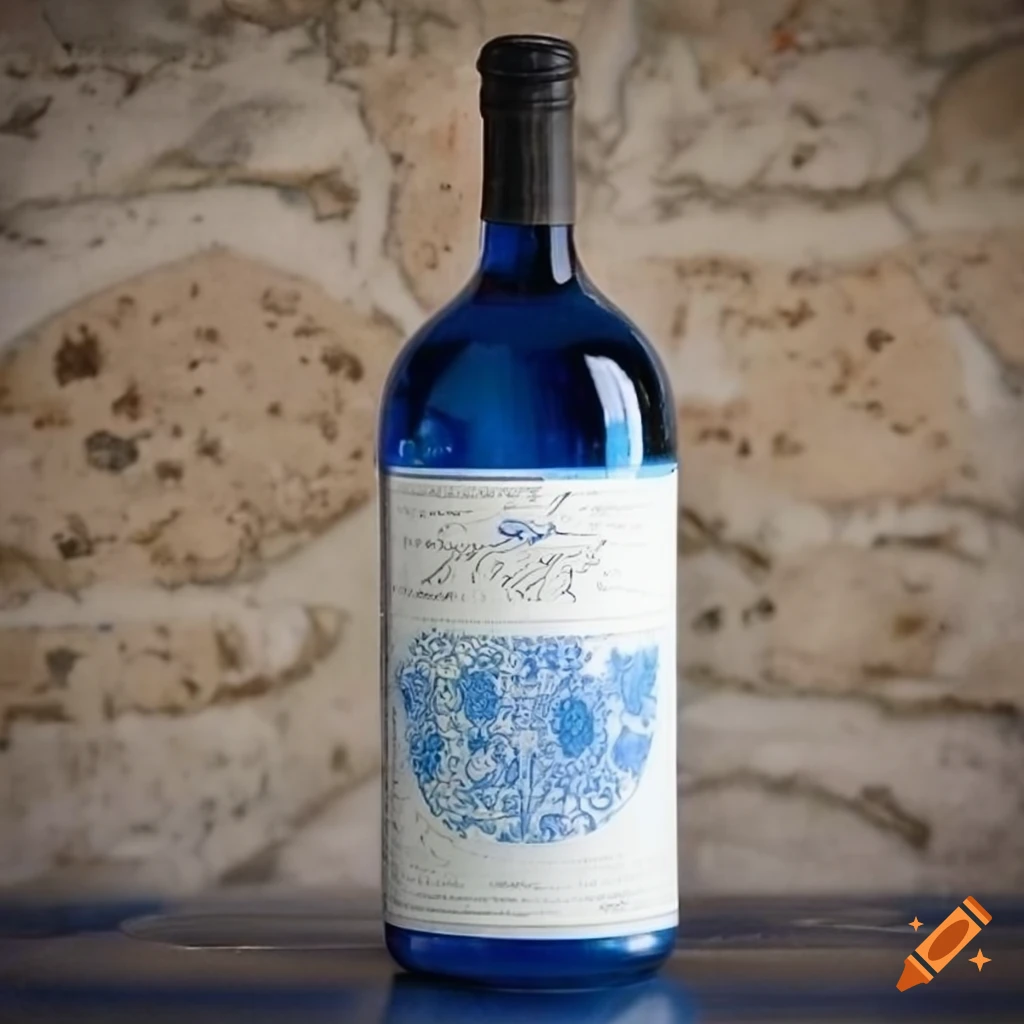 Bottle label design for Samos Muscat wine by Wiggins Wine Co. in blue and white