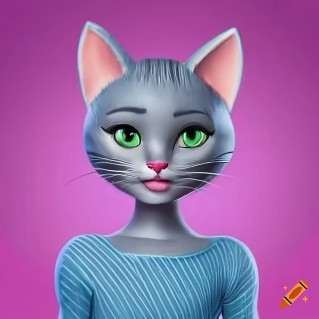 Lucifer the cat in a striped shirt and blue jeans in Barbie's Dreamhouse Adventures style