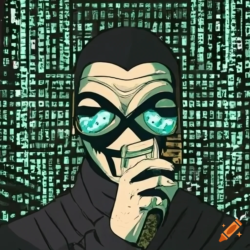 Hacker trapped in the Matrix in Ukiyo-e style with a manga twist
