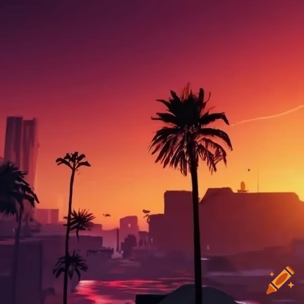 GTA 6 sunset aesthetic background