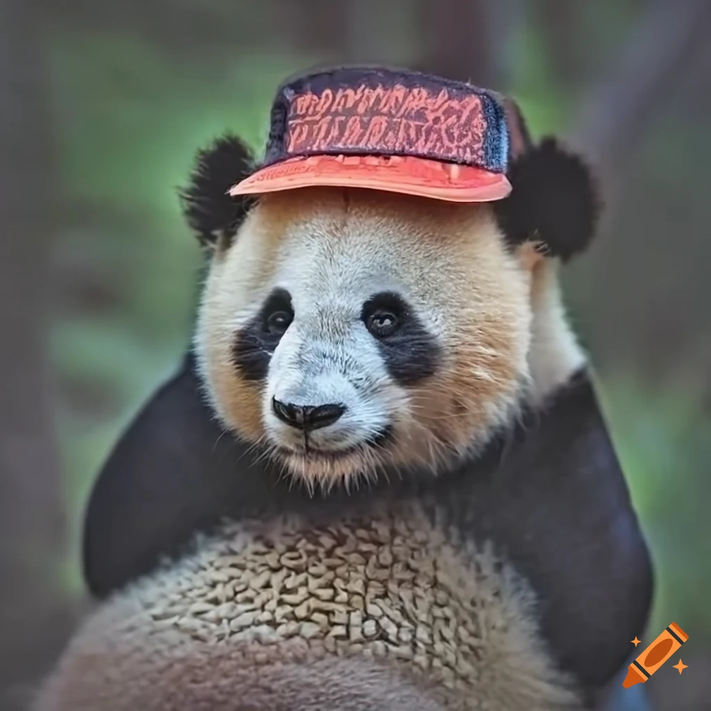 Panda wearing a trucker hat