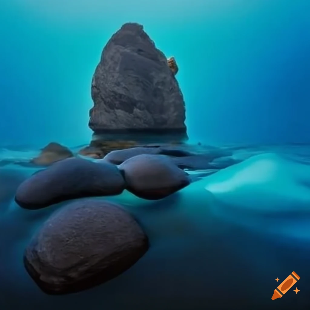 Single magnificent rock in a desert of sand and ice