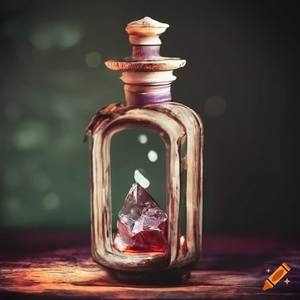 Vintage witch apothecary with crystals
