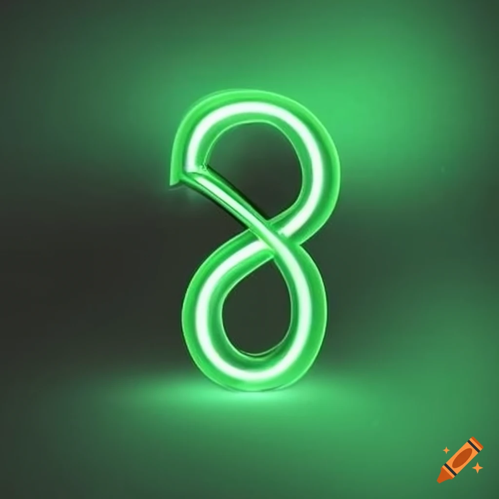 Green mystical number 8 enveloped in smoke