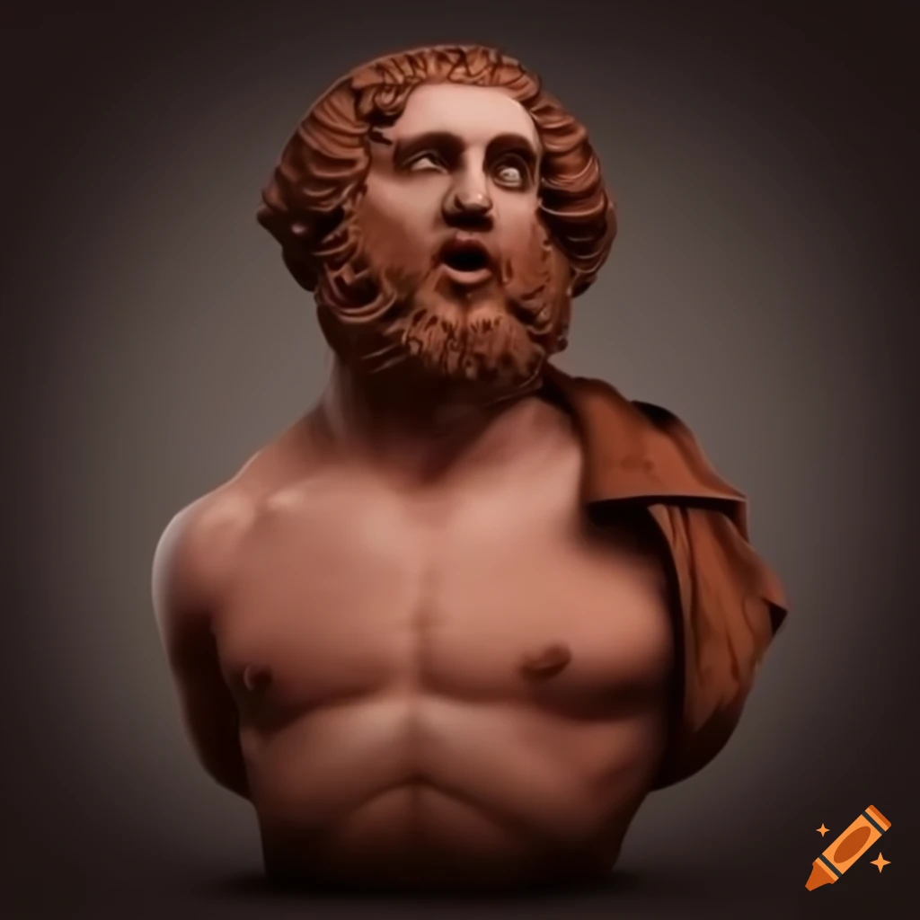 Tub surrounded by muscular Greek gods in a divine setting
