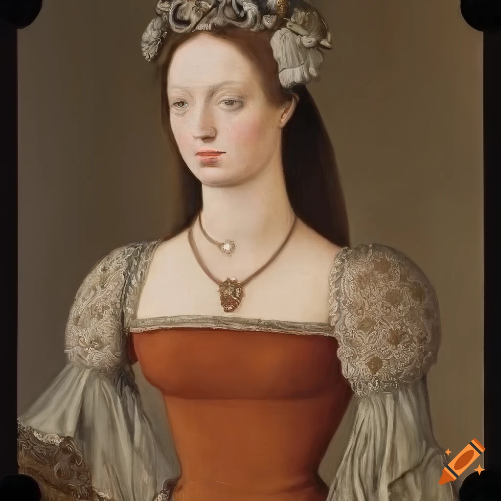 Highly detailed woman in a 1400s Scottish painting