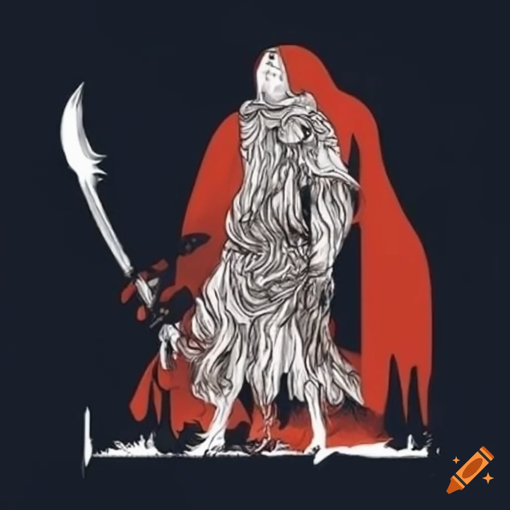 Powerful warrior in a dark cloak inspired by yoshitaka amano's style on ...