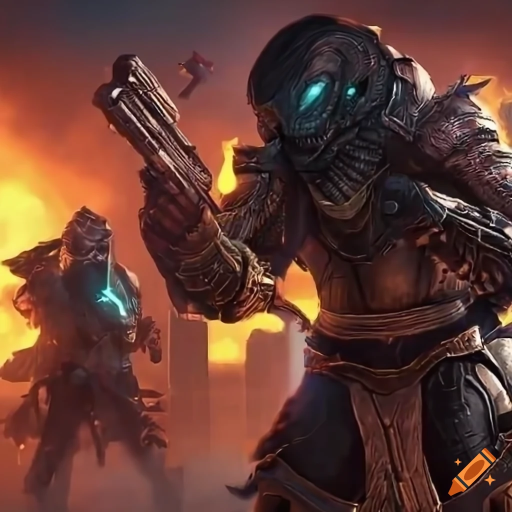 Dynamic future fantasy world with heroes and villains, guns, superpowers, aliens, bounty hunters, armies, gods, magic