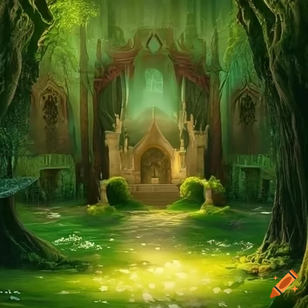 Bosque encantado con fondo de castillo de princesa en estilo realista