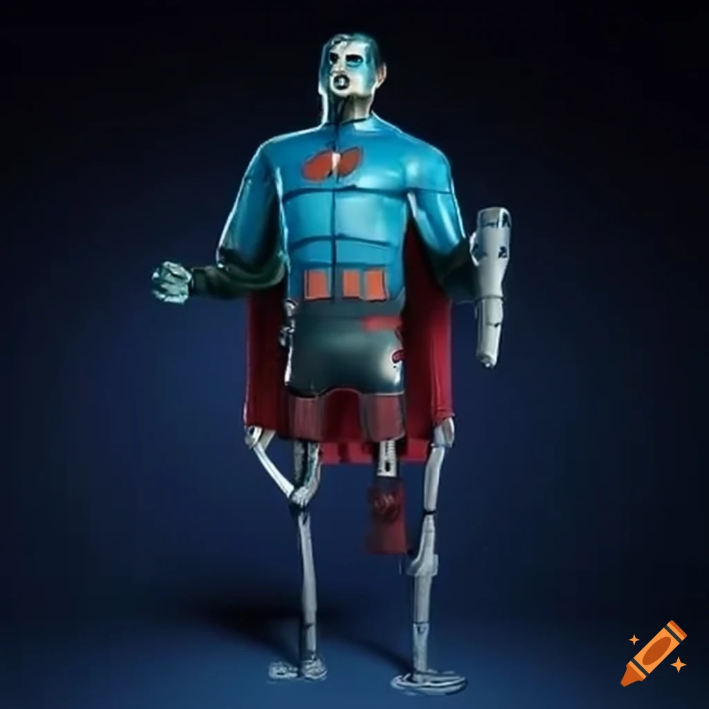 Comic book held by a prosthetic leg