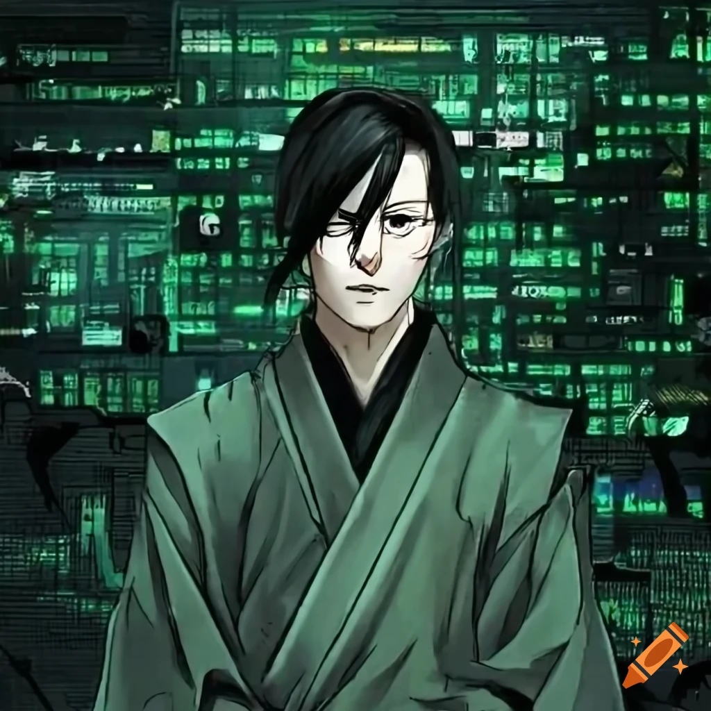 Hacker trapped in the Matrix in Ukiyo-e style artwork