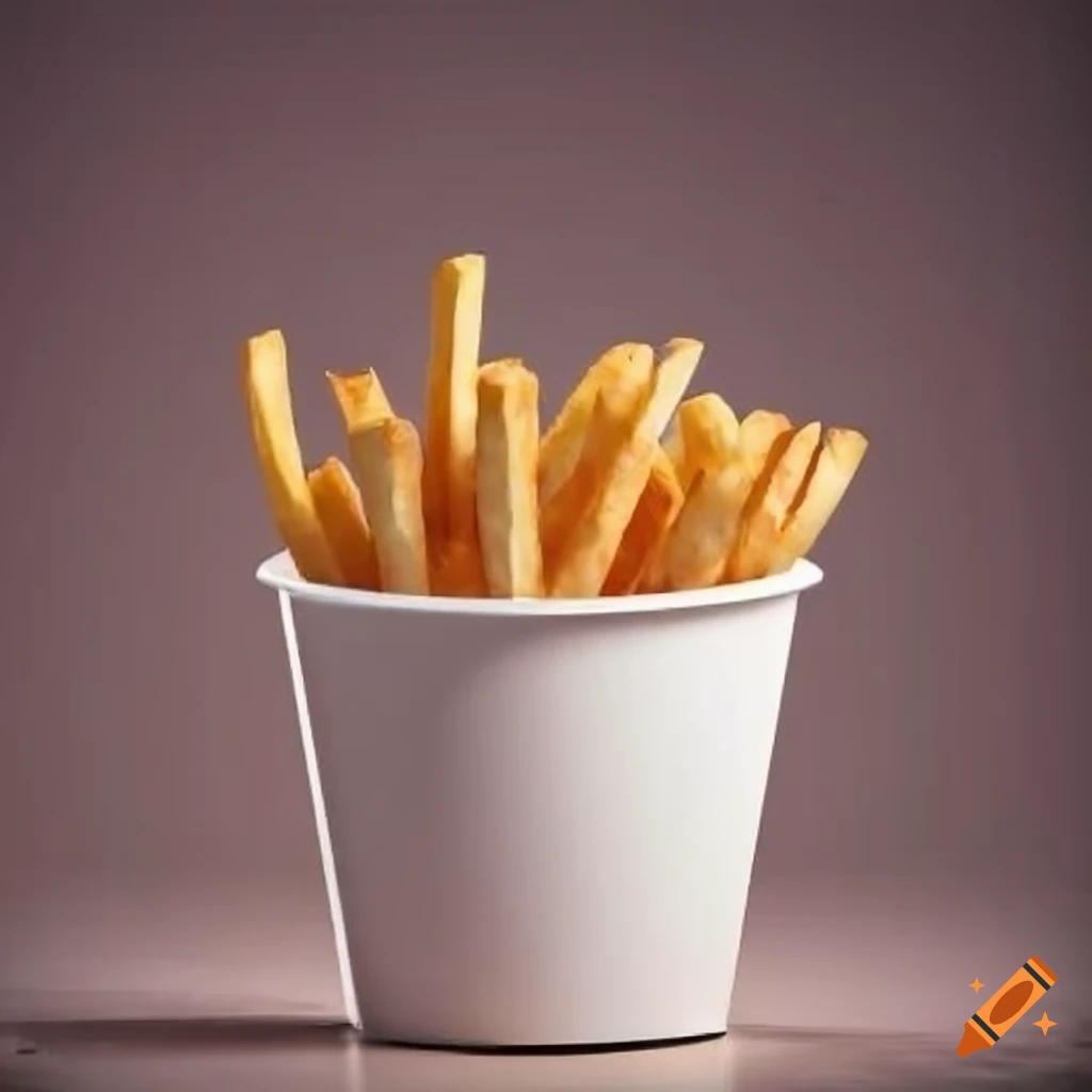 French fries in a plain white paper cup