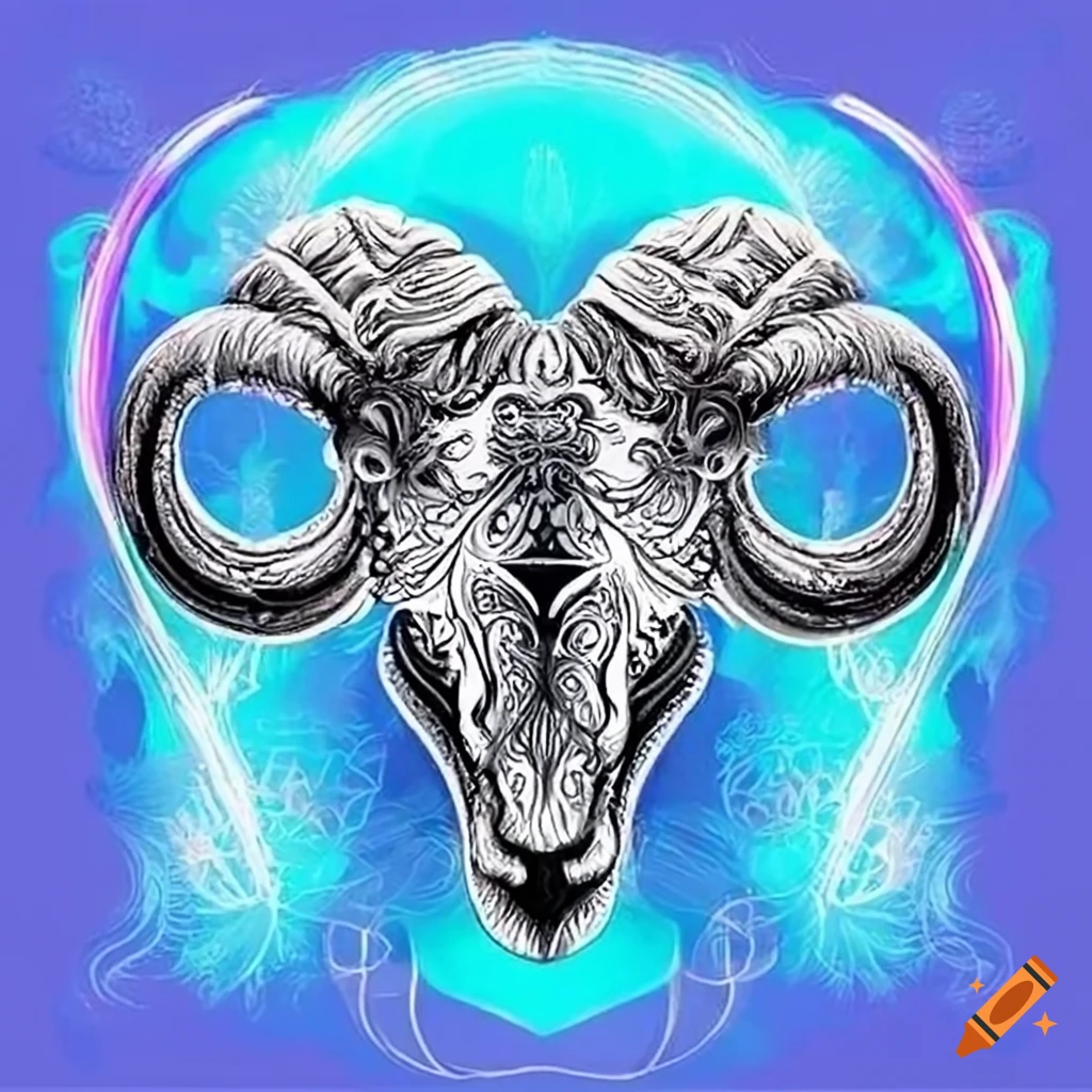 Aries zodiac symbol in blue color