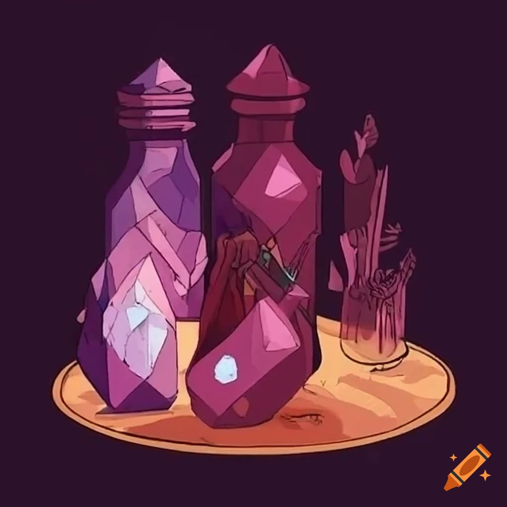 Apothecary crystals for healing spells in a witchy setting