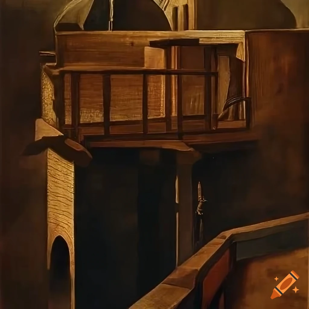 View from a treehouse balcony inspired by Antonello da Messina