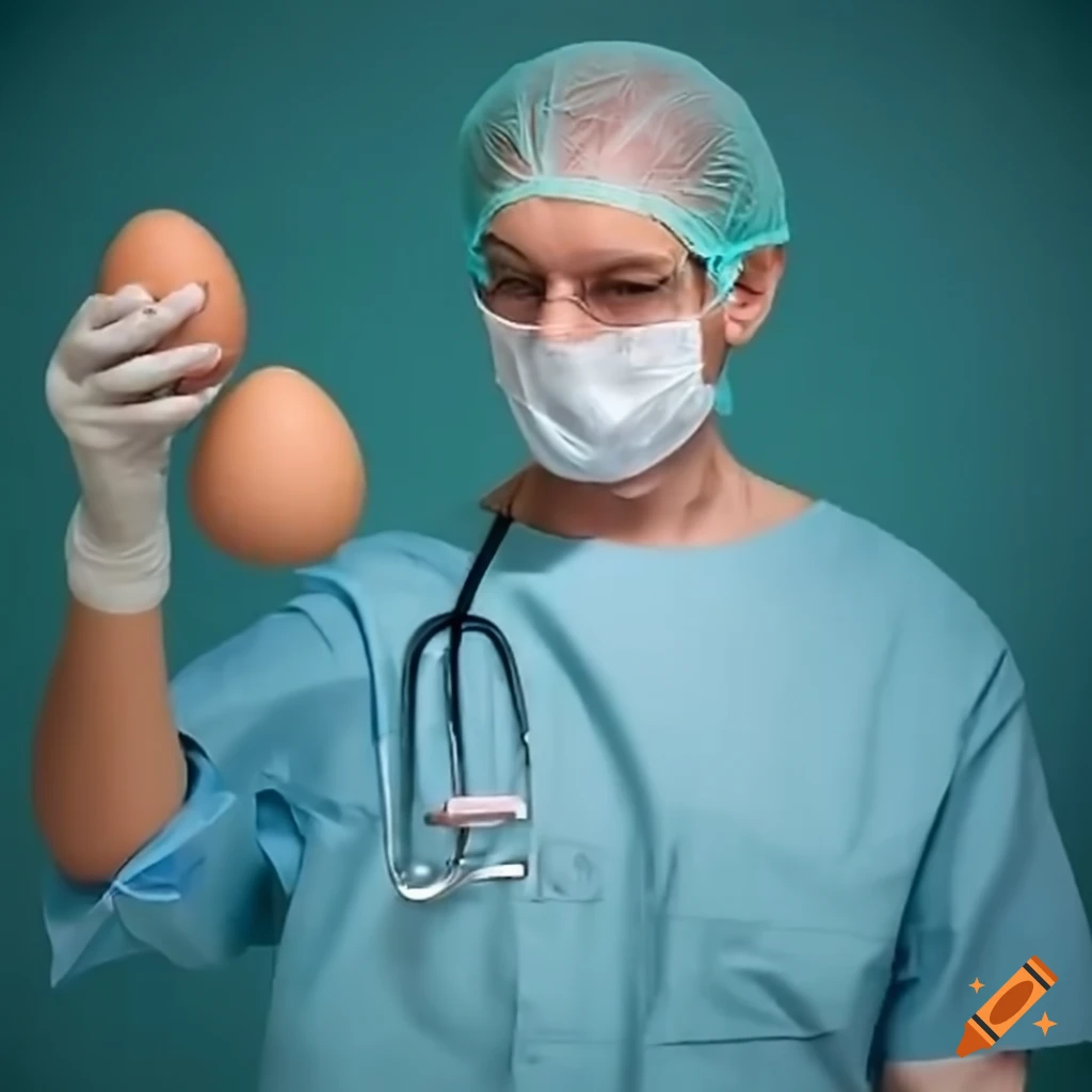 Doctor performing surgery on an egg